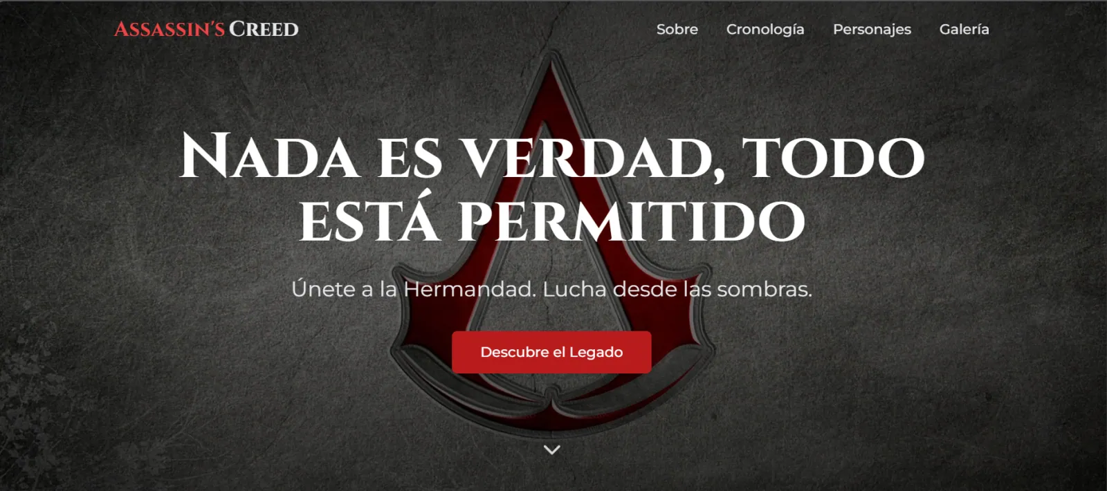 Vista 1 del proyecto Landing Page Assassin's Creed